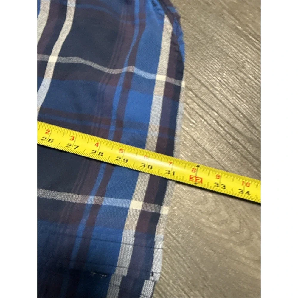 The North Face Mens XL Blue Burgundy Plaid Flannel Long Sleeve Button Down Shirt
